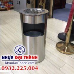 Thùng rác inox gạt tàn mẫu vuông, tròn đẹp mắt, tiện dụng-Nhựa Đại Thành
