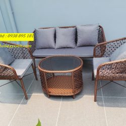 Sofa mây nhựa ngoài trời sân vườn giá rẻ
