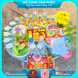 Mâm cúng động thổ đơn giản tại Cần Thơ.