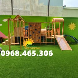Thang leo gỗ mầm non, thang leo xà đu vận động trẻ em