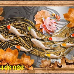 Tranh gạch ốp tường cửu ngư đồ quần hội HP08282