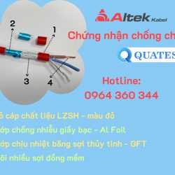 Cáp tín hiệu, chống cháy, chống nhiễu, lõi xoắn Altek Kabel (vỏ đỏ - LSZH)