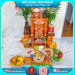 Mâm cúng thần tài – thổ địa giúp kinh doanh phát đạt tại Cần Thơ.