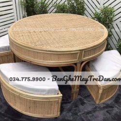 Bàn ghế mây tự nhiên hình tròn