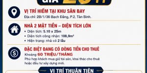 Bán nhà 2 mặt tiền đường Bạch Đằng, P.2, Tân Bình – giá 26 tỷ