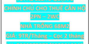Chính Chủ Cho Thuê Căn Hộ Chung Cư 70m2 Topaz Elite