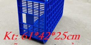 Rổ nhựa chữ nhật công nghiệp, sọt cao 25 đựng rau củ, sọt đựng hải sa