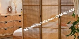 Bình phong mây tự nhiên lưới mắt cáo
