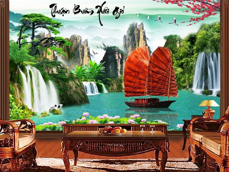 tranh-thuyen-buom-gach-tranh-3d