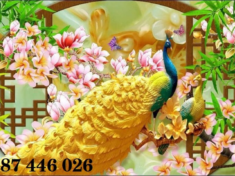 tranh-chim-cong-dep-gach-tranh-3d