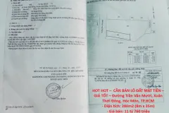 Cần bán lô đất mặt tiền 280m2 tại Hóc Môn, TP.HCM