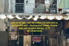 Bán nhà 61 Huỳnh Văn Một, Phú Thạnh, TP.HCM