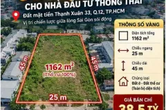 Bán Gấp! Đất Thạnh Xuân 33, Q12, 1162m2, 38.5 tỷ. Giá Đầu Tư