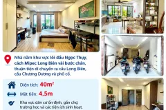 🏠 BÁN NHÀ NGỌC THỤY - GẦN MIPEC - CẦU CHƯƠNG DƯƠNG – 40M² – 5 TẦNG DÂN XÂY –
