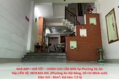 Bán nhà đẹp 65m² tại Phường 16, Gò Vấp, giá 7,5 tỷ