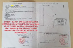 Bán lô đất vườn 1.119,8 m² tại Tân Phú, Củ Chi 1119m2 4,3 tỷ