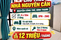 Cho thuê nhà nguyên căn 2PN tại Nguyễn Công Trứ, Bình Thạnh