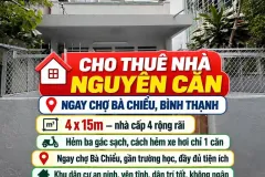 Cho thuê nhà nguyên căn 60m2 chỉ 11 triệu tại Bình Thạnh