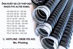 ỐNG RUỘT GÀ LÕI THÉP BỌC NHỰA PVC ALTEK KABEL