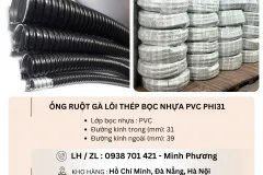 Ống ruột gà lõi thép bọc nhựa PVC phi31 Đà Nẵng, Bình Định, Quảng Trị