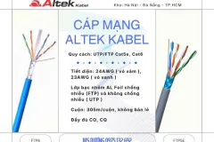 Cáp mạng Cat5e, Cat6 Altek Kabel – Ruột đồng nguyên chất 100%, đầy đủ CO, CQ