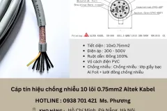 Cáp tín hiệu chống nhiễu 10 lõi 0.75mm2 tại Đà Nẵng, Hà Nội, Hồ Chí Minh