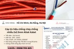 Cáp tín hiệu chống cháy chống nhiễu 2x2.5mm Altek Kabel Đà Nẵng, Hà Nội, Hồ Chí