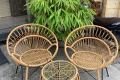 Bàn ghế cafe mây nhựa ban công