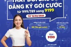 MobiFone thay đổi đầu số đăng ký gói cước sang số 9199