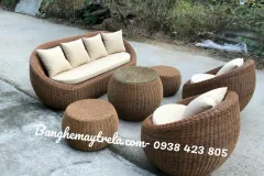 Bộ bàn ghế sofa sò mây nhựa
