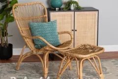 Ghế mây tự nhiên lưng cao có tay vịn