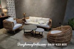 Sofa tổ yến nhựa giả mây ngoài trời