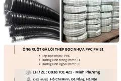 Ống ruột gà lõi thép bọc nhựa PVC phi31 Đà Nẵng, Bình Định, Quảng Trị