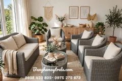 Bàn ghế sofa giả mây ngoài trời