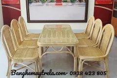 Bộ bàn ghế ăn mây tre