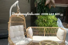 Bàn ghế mây tự nhiên và xích đu cho phòng khách tại Bình Thạnh, TP.HCM