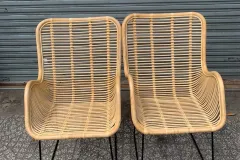 Bàn ghế mây uống trà chân sắt
