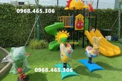 Cầu trượt xích đu khu vui chơi trẻ em, thú nhún lò xo trẻ em