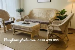 Sofa mây phòng khách đan kín