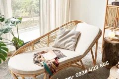 Ghế mây dài nằm thư giãn lưng cong