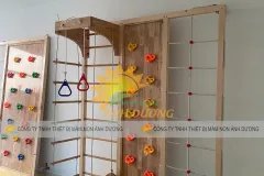 Thang leo gỗ mầm non, thang leo xà đu vận động trẻ em