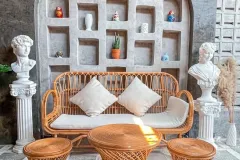 Bàn ghế sofa mây tay cuộn cho phòng khách