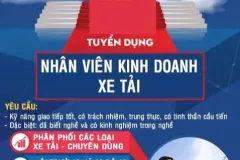 Tuyển nhân viên kinh doanh xe tải tại HCM, BD, Đồng Nai