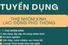 Tuyển thợ nhôm kính tại Quận 12, TP.HCM