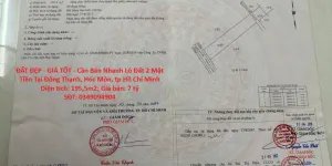 ĐẤT ĐẸP - GIÁ TỐT - Cần Bán Nhanh Lô Đất 2 Mặt Tiền Tại Đông Thạnh, Hóc Môn, tp
