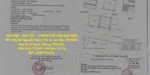 NHÀ ĐẸP – GIÁ TỐT  – CHÍNH CHỦ CẦN BÁN NHÀ MT 726/60 Nguyễn Kiệm, P.3, Q. Gò