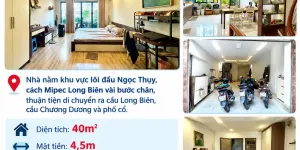 🏠 BÁN NHÀ NGỌC THỤY - GẦN MIPEC - CẦU CHƯƠNG DƯƠNG – 40M² – 5 TẦNG DÂN XÂY –