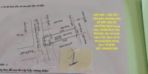 ĐẤT ĐẸP – GIÁ TỐT – CẦN BÁN NHANH CÁC LÔ ĐẤT LIỀN KỀ, PHƯỜNG Bình Hưng Hòa,