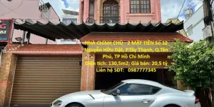 NHÀ CHÍNH CHỦ - 2 MẶT TIỀN Số 12 Nguyễn Hữu Dật, P.Tây Thạnh, Q.Tân Phú, TP Hồ