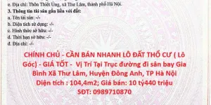 Cần bán lô đất thổ cư 104,4m2 tại Đông Anh, Hà Nội